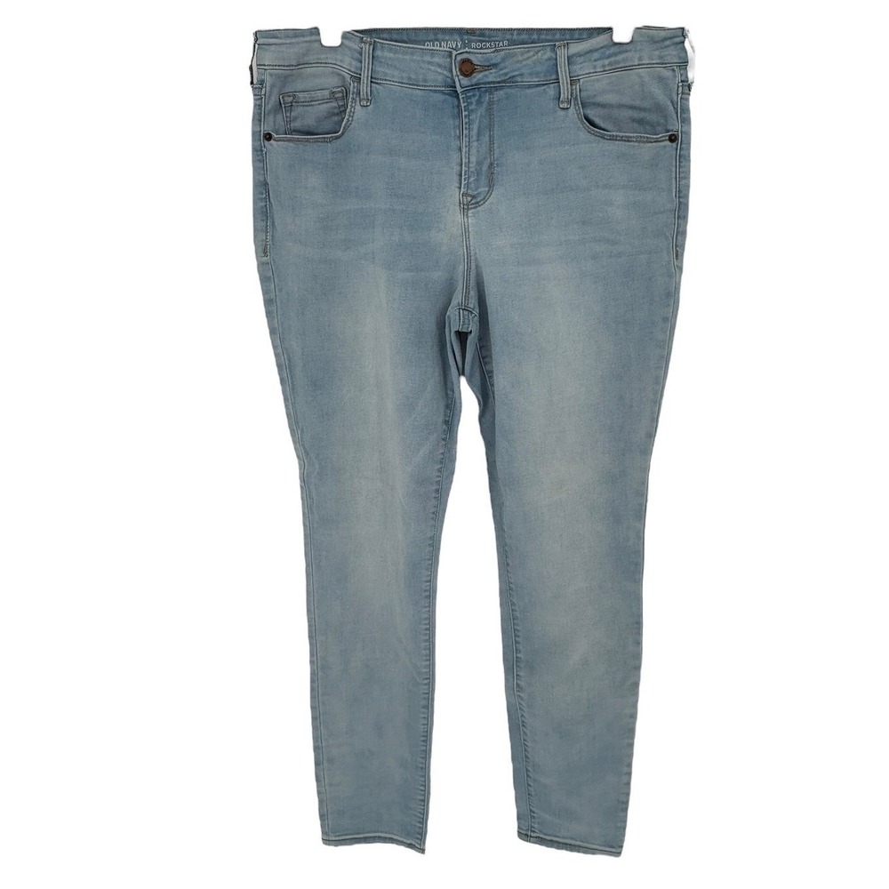 Old Navy Rockstar Mid‎ Rise Light Wash Distressed Skinny Jeans Women's Size 14